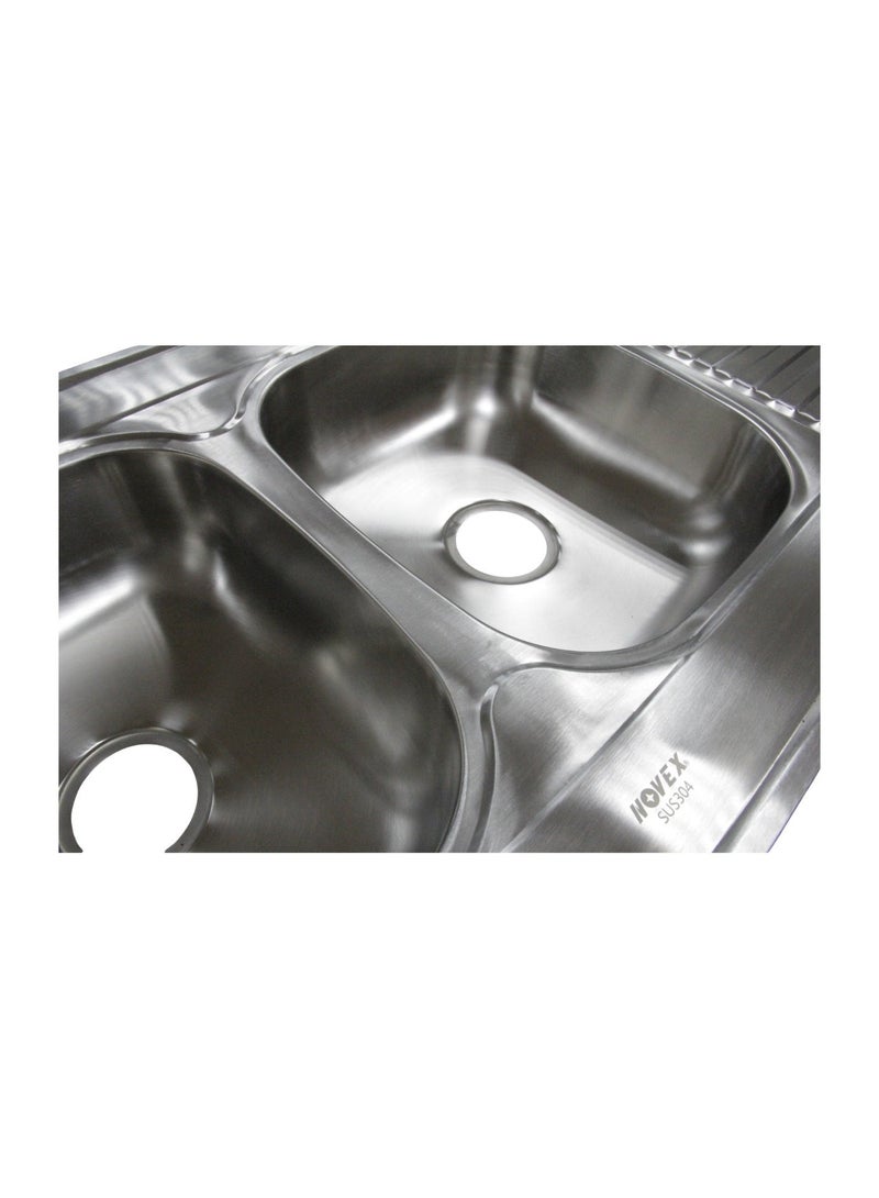 Novex Double Kitchen Sink SS 304 | Heavy-Duty Stainless Steel | 1200×600×150 mm | Double Bowl Kitchen Sink - Image 4